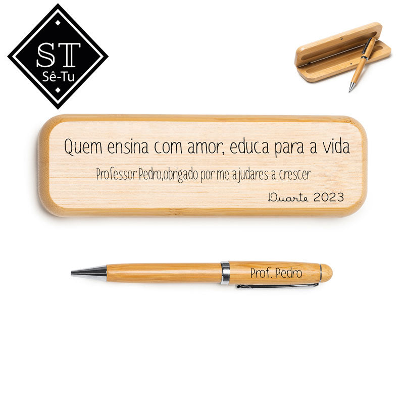 Caneta Rotativa com Estojo Quem ensina com amor... - Sê-Tu