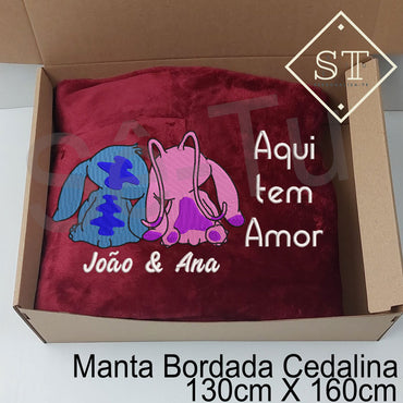 Manta Stitch & Angel - Aqui tem Amor