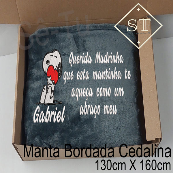 Manta Snoopy Abraço Meu Madrinha