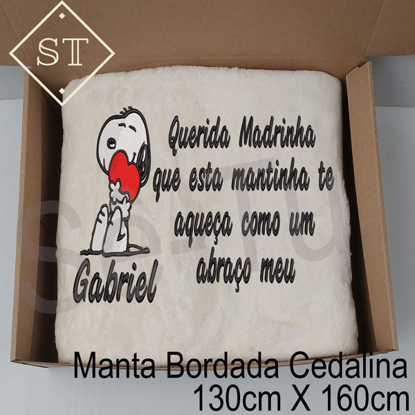 Manta Snoopy Abraço Meu Madrinha