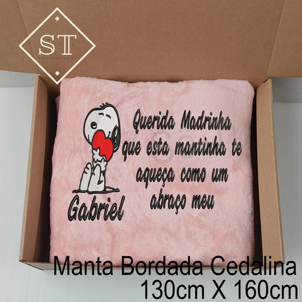 Manta Snoopy Abraço Meu Madrinha