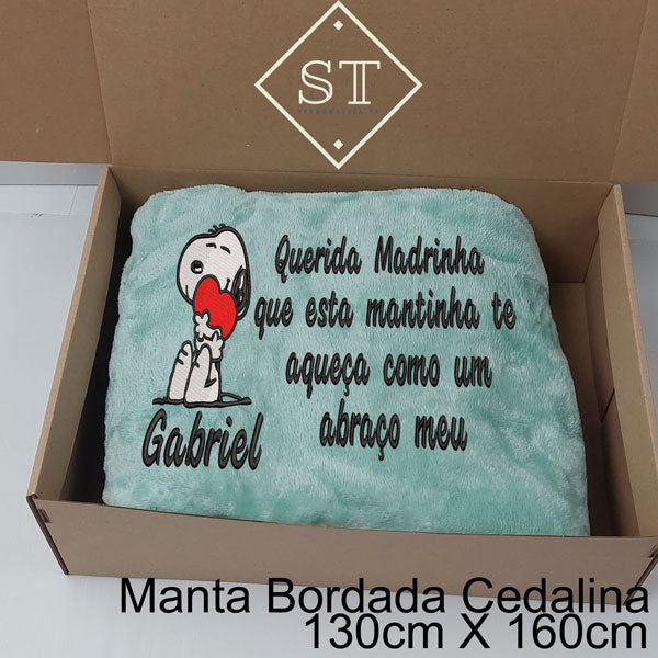 Manta Snoopy Abraço Meu Madrinha