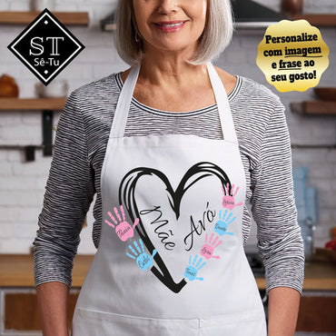 Avental Mãe e Avó Coração (Nomes)