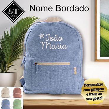 100% Cotton Embroidered Backpack Name