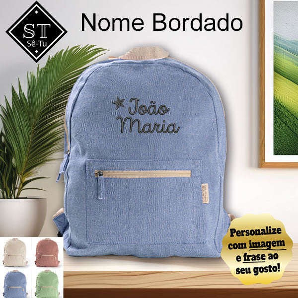 100% Cotton Embroidered Backpack Name