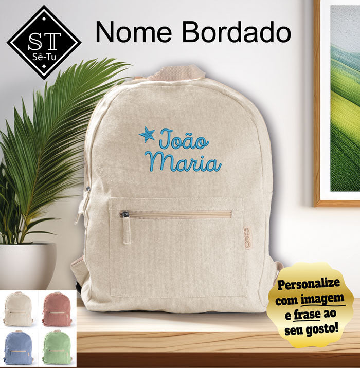 100% Cotton Embroidered Backpack Name