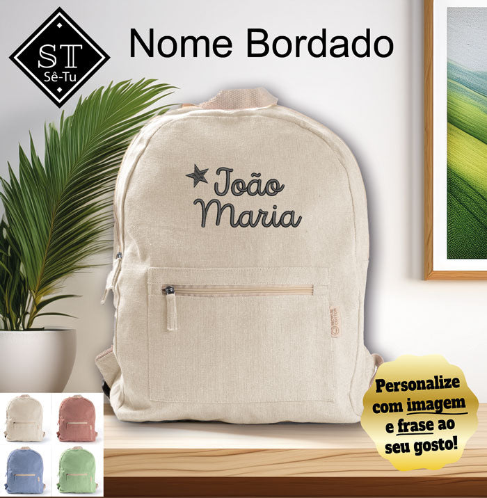 100% Cotton Embroidered Backpack Name