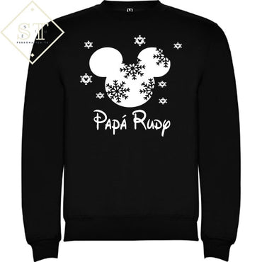 Sudadera navideña de Mickey Mouse con copos de nieve - Papá Noel
