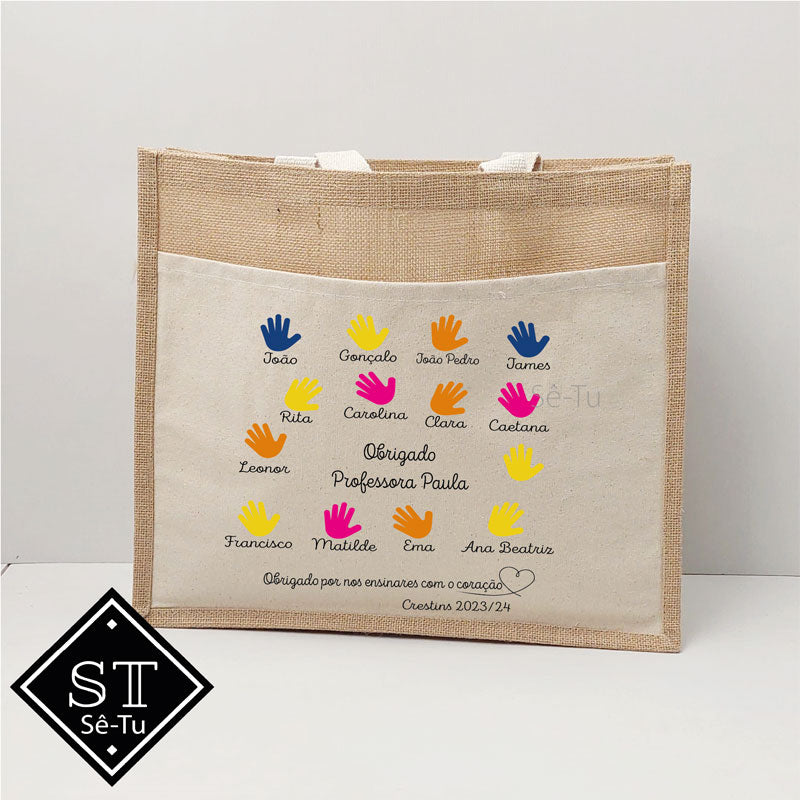 Tote bag Com bolso Frontal Mãos Professora - Sê-Tu