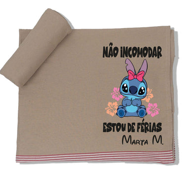 Toalha de Praia Stich não incomodar Com nome