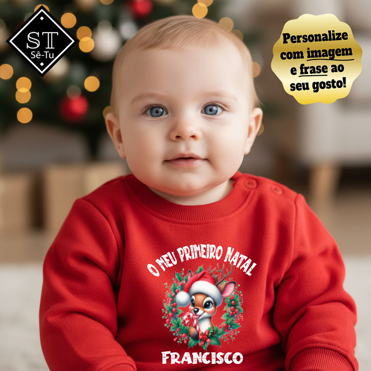 Camisola bebé O Primeiro Natal Rena