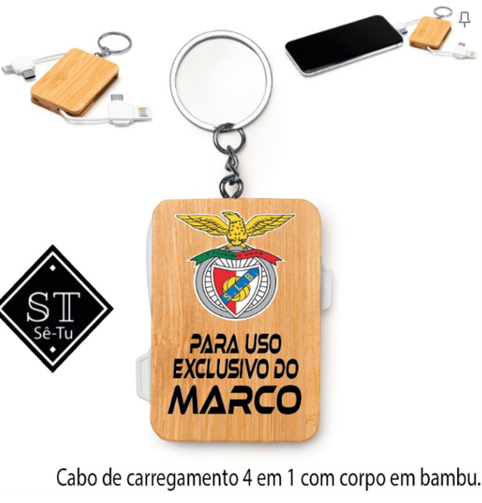 Cabo Carregador 4-em-1 Para Uso Exclusivo Benfica (Nome)