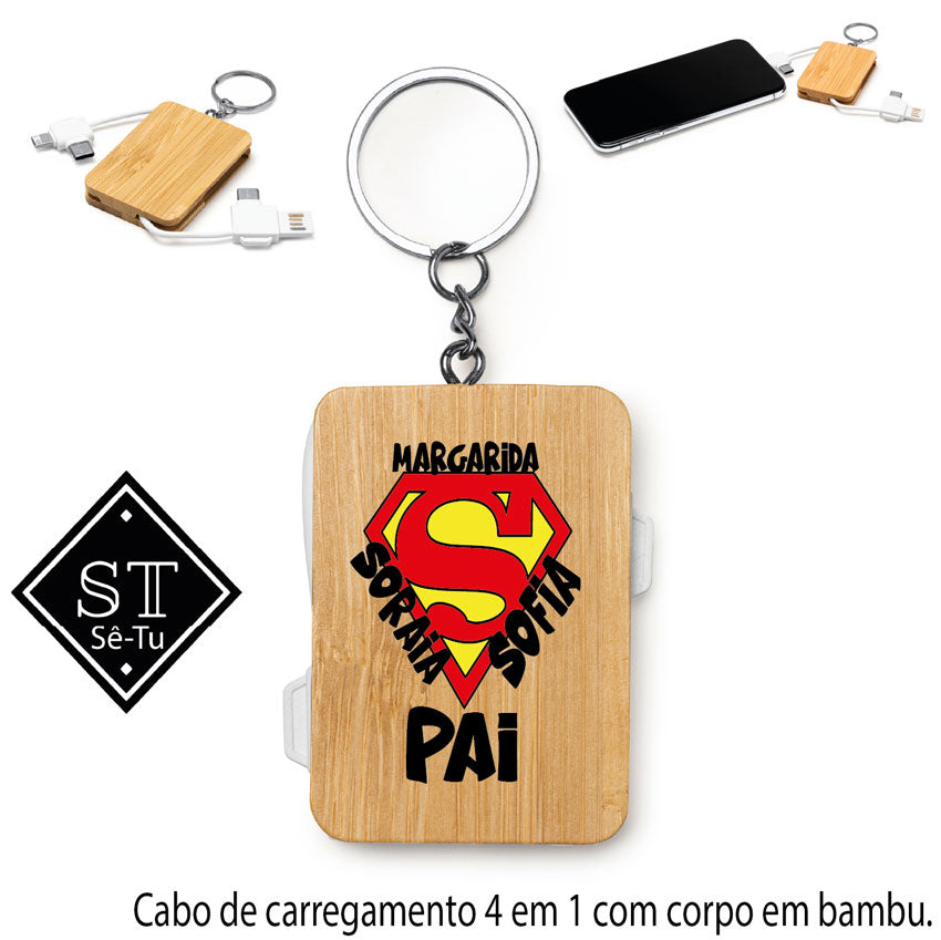 Cabo Carregador 4-em-1 Super Pai Símbolo (Nome dos Filhos) 1