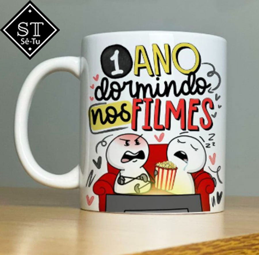 Caneca 1 Ano dormindo nos Filmes