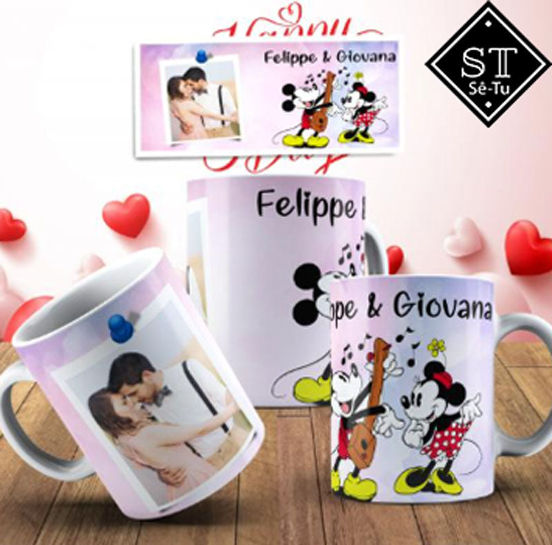 Caneca Mickey & Minnie Com Foto