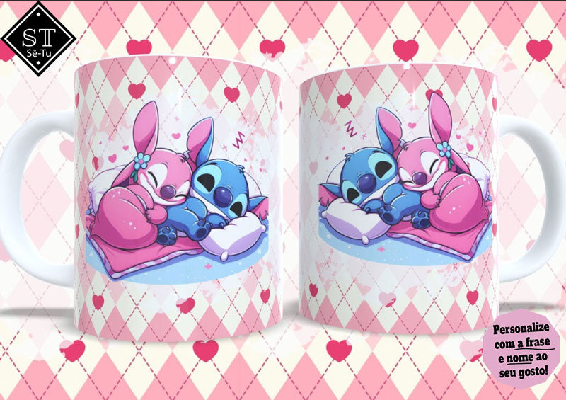 Caneca Stitch & Angel a dormir Juntinhos