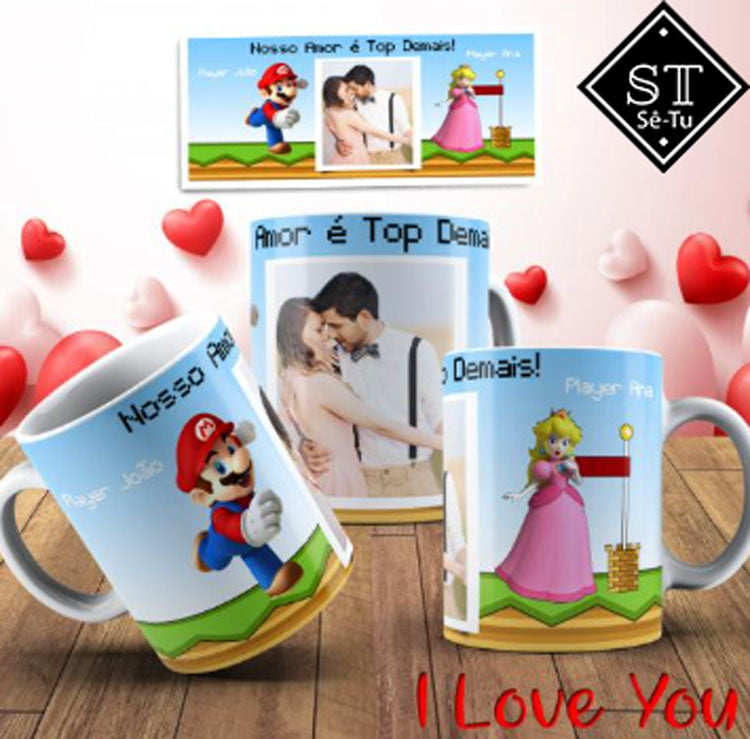 Caneca Super Mário O nosso Amor é Top