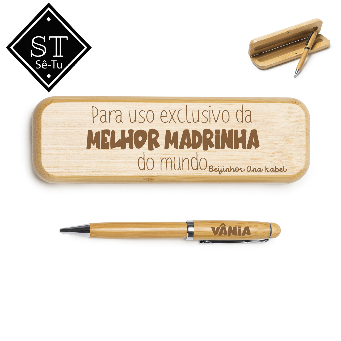 Caneta Rotativa com Estojo Madrinha