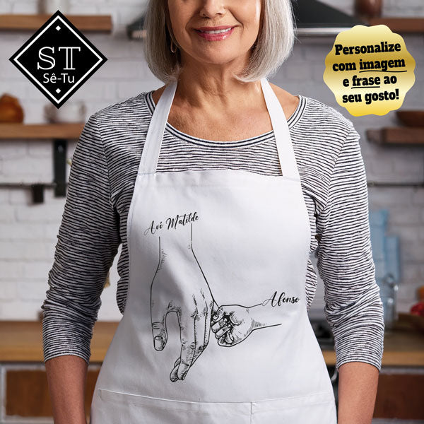Delantal de manos de abuela y nietos (nombres)