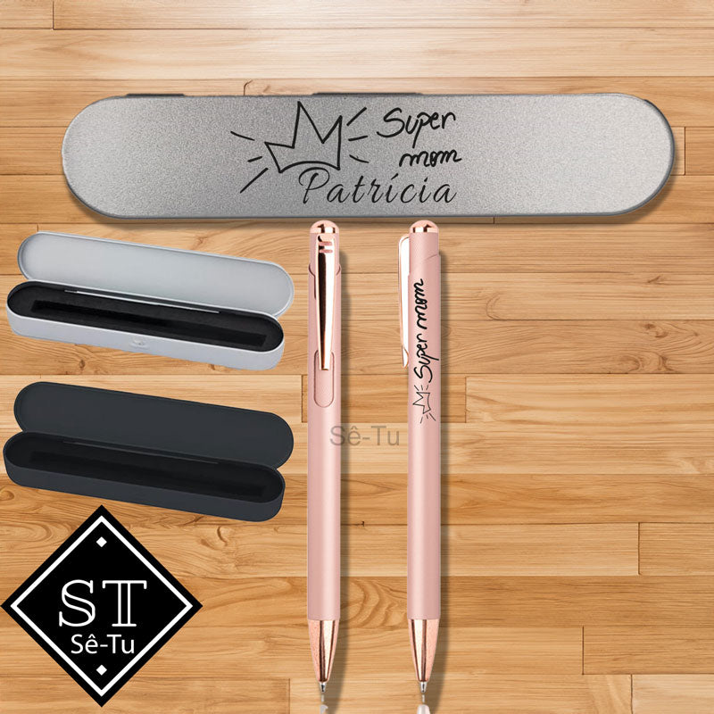Conjunto Caneta com caixa Super Mom