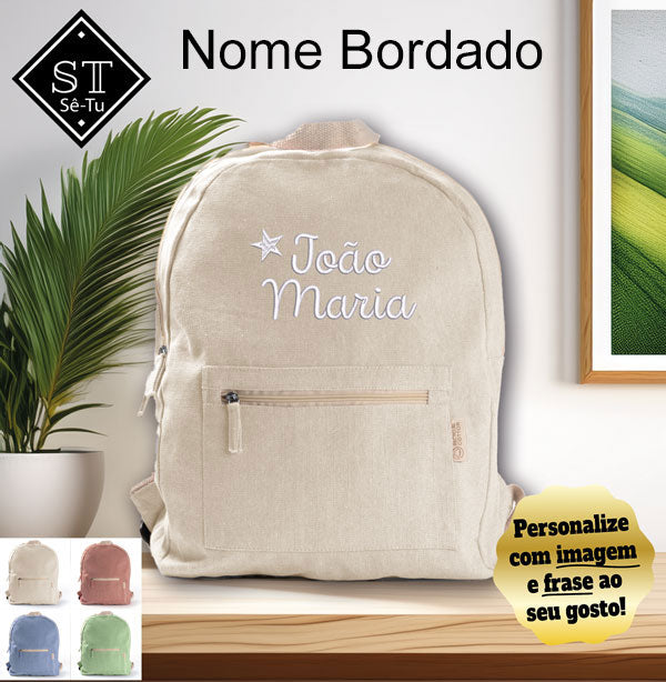 100% Cotton Embroidered Backpack Name