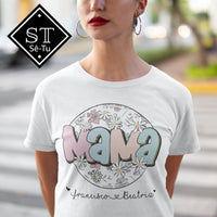 T-shirt Mamã Flores com nomes